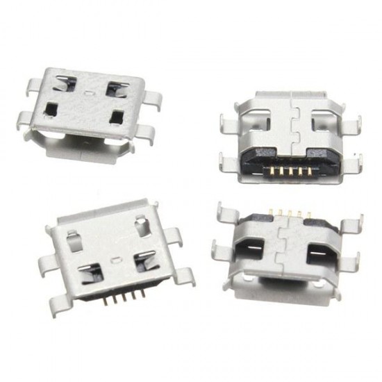 10Pcs Micro USB Type B Female 5Pin Socket 4Legs SMD SMT Soldering Connector