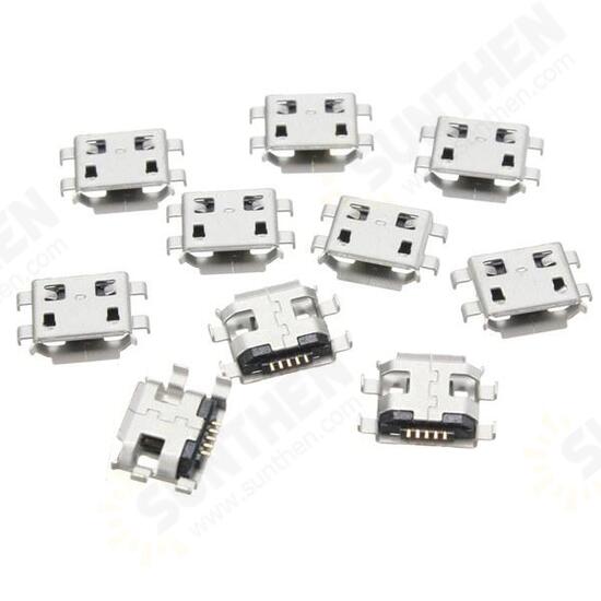 10Pcs Micro USB Type B Female 5Pin Socket 4Legs SMD SMT Soldering Connector