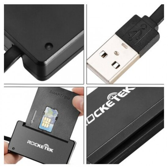 USB 2.0 Smart Card Reader Memory for CAC ID Bank EMV Electronic DNIE Dni SIM Cloner Connector Adapter PC Computer SCR3 - Flat Version