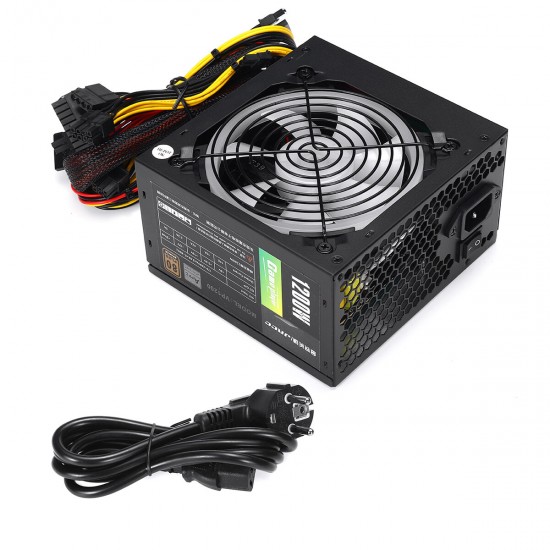 1200W Active ATX 12V PFC Desktop Gaming PC Power Supply 8PIN + 2x6PIN Silent Fan with LED Light