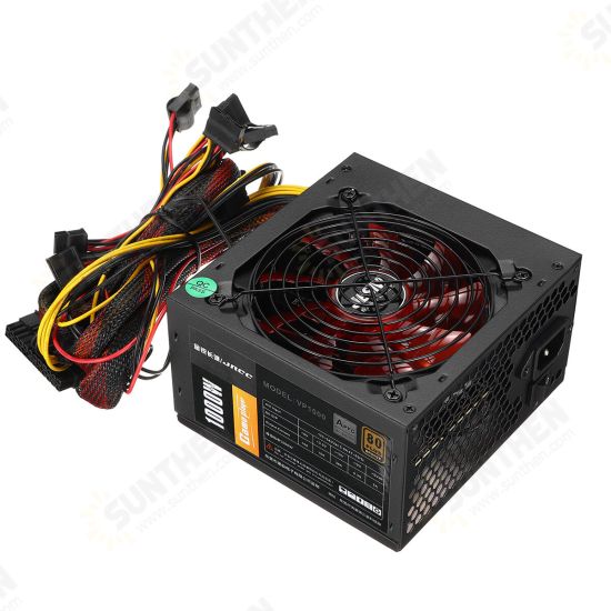 20+4Pin 1000W ATX PC Desktop Computer Power Supply PSU PFC 220V Quiet Fan Red