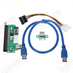 PCI-E 1X to 16X Extended Card Adapter USB 3.0 Extender Mining Rig Graphics Card Extension Adapter with SATA 15Pin to 4Pin Power Cable PCI-E 1X to 16X Extended Card Adapter USB 3.0 Extender Mining Rig Graphics Card Extension Adapter with SATA 15Pin to 4Pin Power Cable