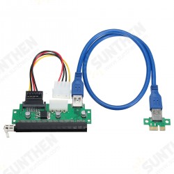 PCI-E 1X to 16X Extended Card Adapter USB 3.0 Extender Mining Rig Graphics Card Extension Adapter with SATA 15Pin to 4Pin Power Cable PCI-E 1X to 16X Extended Card Adapter USB 3.0 Extender Mining Rig Graphics Card Extension Adapter with SATA 15Pin to 4Pin Power Cable