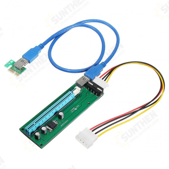 PCI-E 1X to 16X Mining Machine Enhanced Extender Riser Adapter With Power Cable.