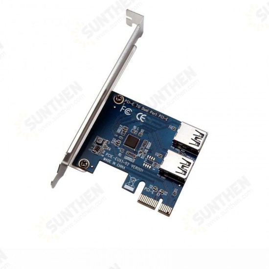 PCI-E 2 In 1 PCI Express 1X Slots Riser Card Mini ITX Turn External 3 PCI-E Slot Adapter PCIe Port Multiplier Card