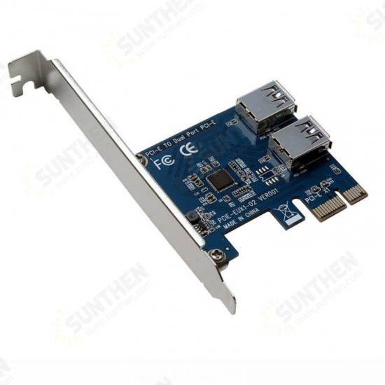 PCI-E 2 In 1 PCI Express 1X Slots Riser Card Mini ITX Turn External 3 PCI-E Slot Adapter PCIe Port Multiplier Card