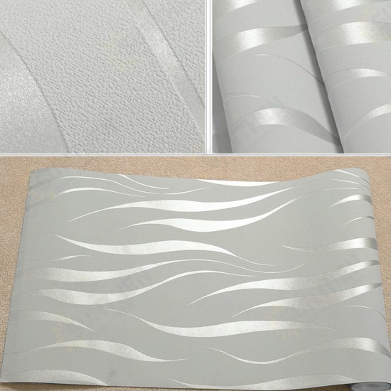 10M Waterproof 3D Embossed Wallpaper Roll Glitter Effect Silver Wall Sticker Living Room Decorations