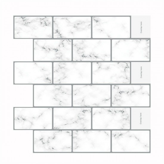 10pcs Self-adhesive Marble Pattern Wall Sticker Waterproof Kitchen Bathroom Decoration