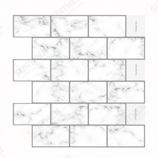 10pcs Self-adhesive Marble Pattern Wall Sticker Waterproof Kitchen Bathroom Decoration