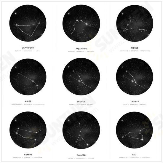 30x40cm Constellation Art Canvas Posters Geometric Astrology Painting Wall Paper