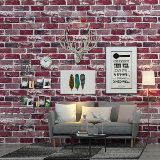 3D Modern Brick Pattern Non-woven Wall Sticker Vintage Style Living Room Bedroom