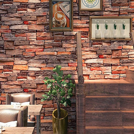 3D Simulation Brick Wall Paper Self-Adhesive Brick Stone Wallpaper Fashion Restaurant Hotel Store Decoration Water Wall Sticker