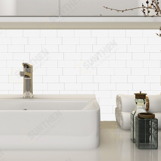3D Tile Wall Sticker White Self-Adhesive Decal Home Kitchen Bathroom Mural Decoration 3D Tile Wall Sticker White Self-Adhesive Decal Home Kitchen Bathroom Mural Decoration
