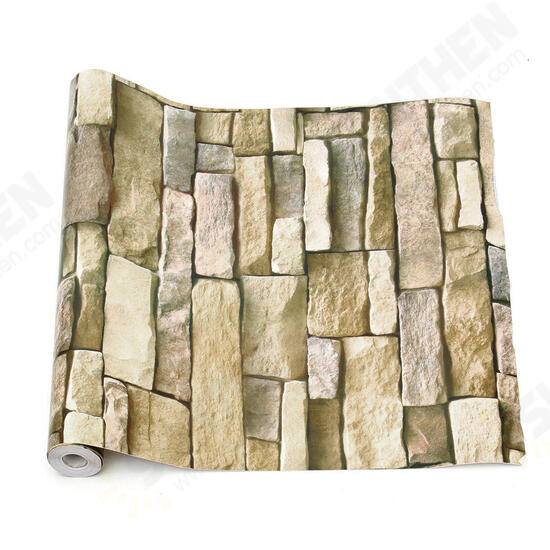 3D Wall Paper Brick Stone Pattern Sticker Rolls Self-adhesive Backdrop DIY Room Decor