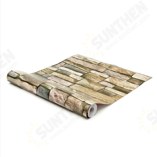 3D Wall Paper Brick Stone Pattern Sticker Rolls Self-adhesive Backdrop DIY Room Decor