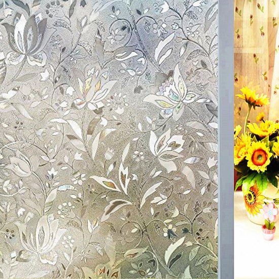 45cm*2m Static Glueless Reusable Removable Flower Window Glass Film Home Decoration