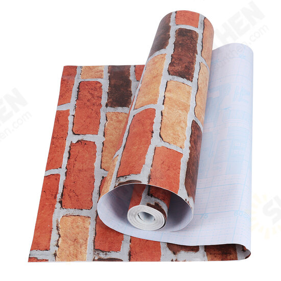 45x100CM 3D Stone Brick Wall Paper Sticker Kitchen Bathroom Waterproof PVC Home