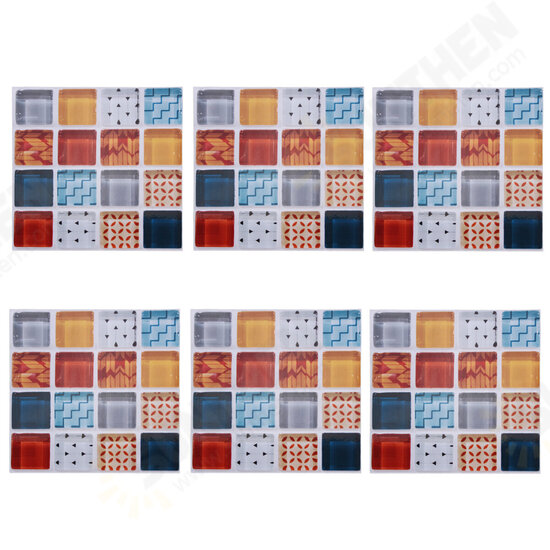 6pcs DIY Moroccan Self-adhesive Bathroom Kitchen Tile Wall Sticker Waterproof