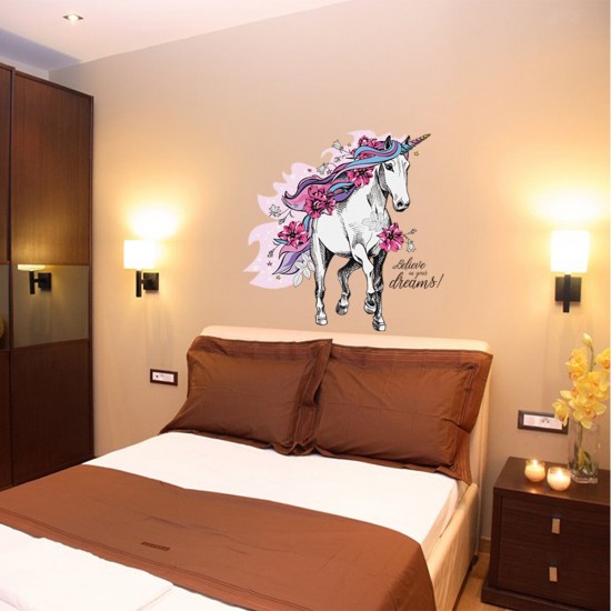 Magical Running Horse Removable PVC Wall Sticker Background Kids Bedroom Decals