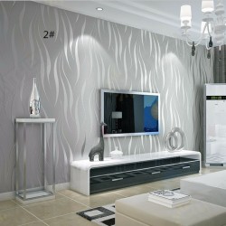 Silver 3D Non-Woven Fabric Wave Stripe Embossed Wallpaper Waterproof Modern Simple Non-Woven Fabric Living Room Room Decoration Wallpaper Silver 3D Non-Woven Fabric Wave Stripe Embossed Wallpaper Waterproof Modern Simple Non-Woven Fabric Living Room Room Decoration Wallpaper
