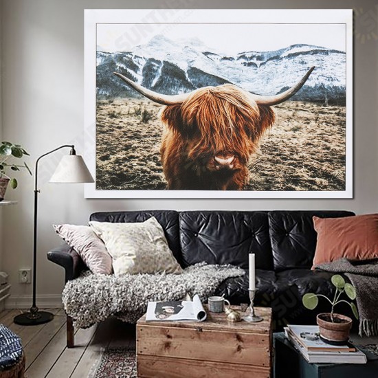 1 Piece Canvas Print Painting Highland Cow Poster Wall Decorative Printing Art Pictures Frameless Wall Hanging Decorations for Home Office