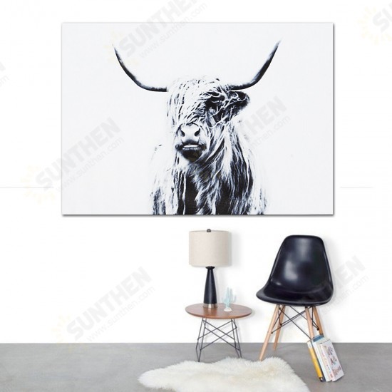 1 Piece Highland Cattle Canvas Painting Wall Decorative Print Art Pictures Frameless Wall Hanging Decorations for Home Office