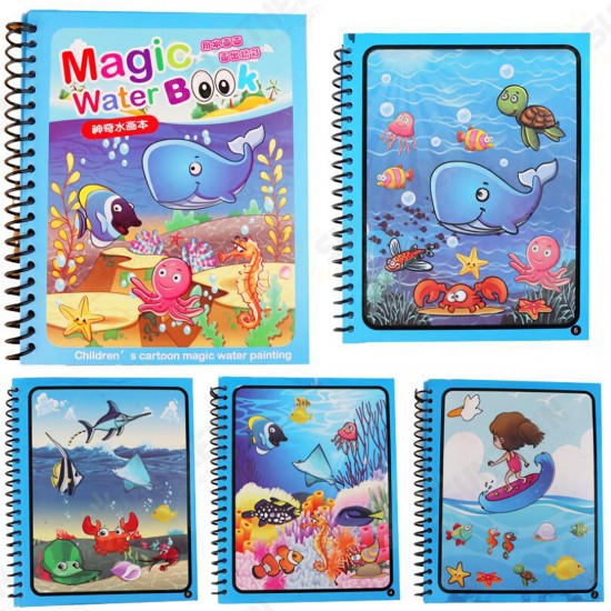 1 Set Magic Water Coloring Book Doodle Water Color Pen Painting Drawing Board Toys Water Drawing Book Birthday Gifts for Kids