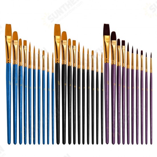 10 Pcs Mixed Head Painting Brush Nylon Brush Combination Set Oil Watercolor Painting Profession Art Supplies