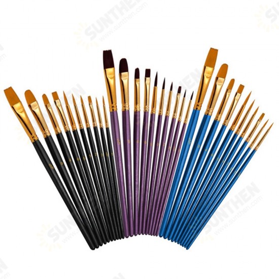 10 Pcs Mixed Head Painting Brush Nylon Brush Combination Set Oil Watercolor Painting Profession Art Supplies