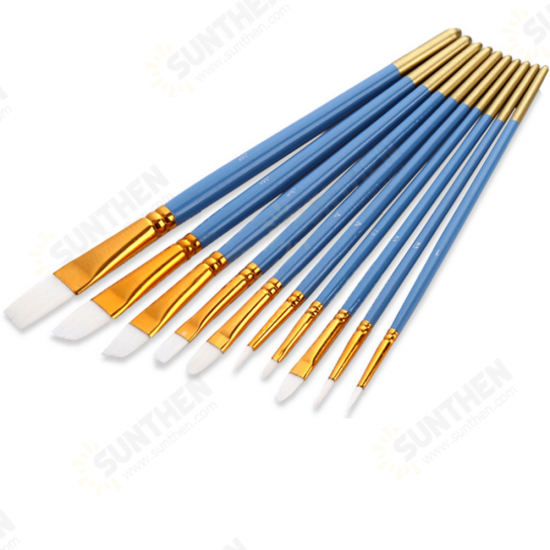 10Pcs Painting Brush White Nylon Hair Drawing Brush Watercolor Oil Painting Brush Set Hook Line Pen