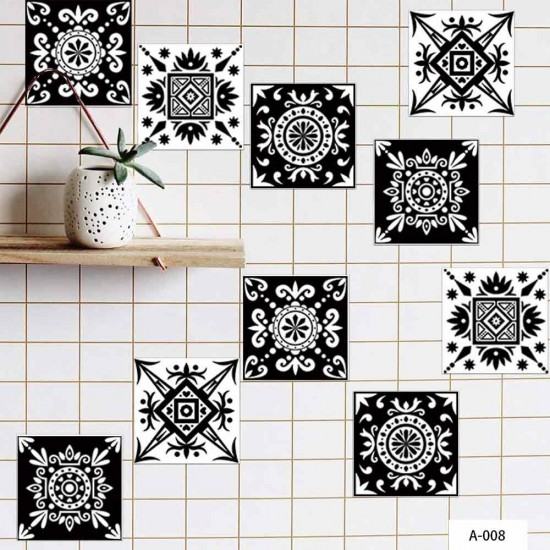 10Pcs/Set 10*10CM Wall Stickers PVC Oil-proof and Waterproof Home Living Room Bedroom Kitchen Bathroom Decorations for Home Office