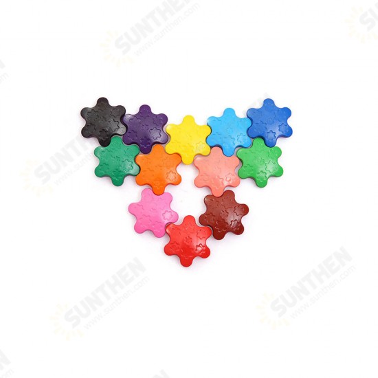 12 Colors Snowflake Shape Crayon Children Drawing Crayon Non-Toxic Art Supplies Gifts