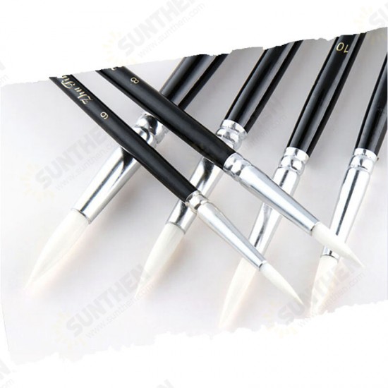 12 Pcs/Lot Paint Brush Different Size Black Short Rod White Nylon Hair Oil Painting Brushes Watercolor Acrylic Art Drawing Brush Tools