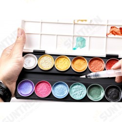 12Color Metallic Watercolor Paint Set With Water Brush for Painting Water Color Pigment Art Supplies 12Color Metallic Watercolor Paint Set With Water Brush for Painting Water Color Pigment Art Supplies