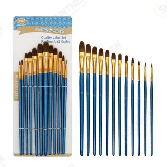 12Pcs Painting Brush Pearl Blue Drawing Brush Watercolor Acrylic Brush Set Professional Oil Painting Tools Art Supplies