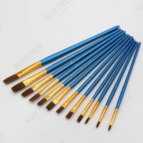 12Pcs Painting Brush Pearl Blue Drawing Brush Watercolor Acrylic Brush Set Professional Oil Painting Tools Art Supplies