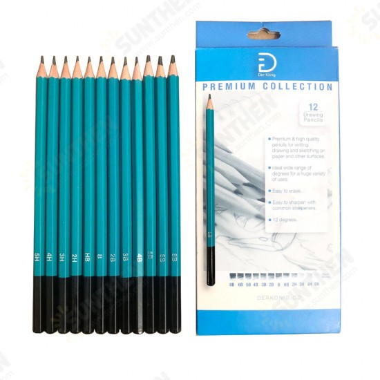 12pcs Sketching Pencil Set Professional Art Engineering Drawings Pencil Tool for Beginner Stationery School Art Supplies