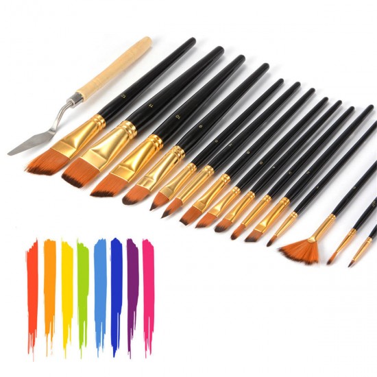 15PCS Nylon Hair Artist Paint Brushes Palette Sponge Set with Storage Case Watercolor Paint Acrylic Oil Painting Art supplies