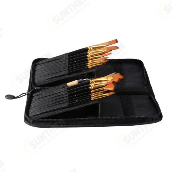 15PCS Nylon Hair Artist Paint Brushes Palette Sponge Set with Storage Case Watercolor Paint Acrylic Oil Painting Art supplies