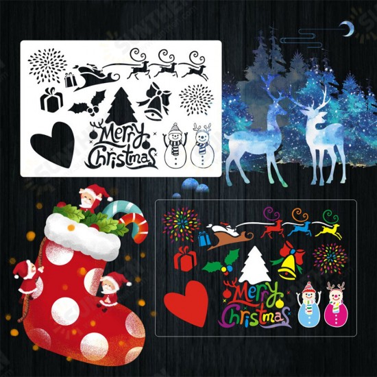 16pcs DIY Christmas Hollowed Out Template Painting Set Template Decoration Wall Painting for Adults Kids