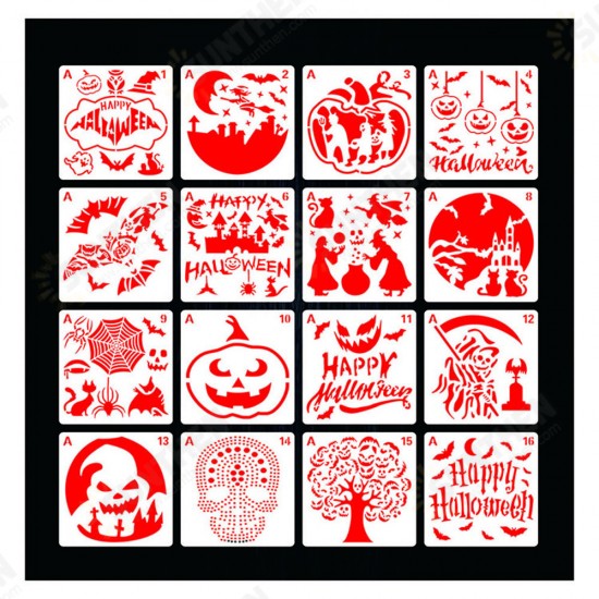 16pcs Halloween Painting Template Painting Template DIY Graffiti Accessories Hollow Template Paint Art Design