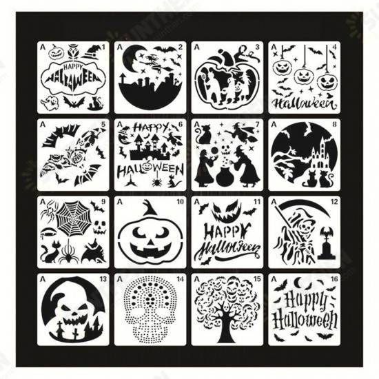 16pcs Halloween Painting Template Painting Template DIY Graffiti Accessories Hollow Template Paint Art Design