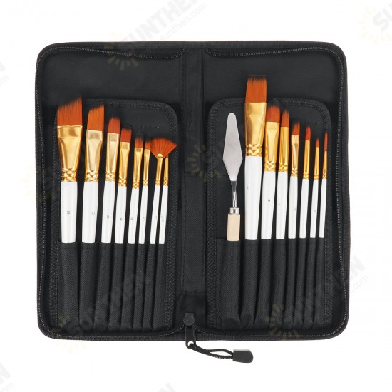 17pcs Painting Brush Set Different Size Artist Nylon Hair Wooden Handle Paint Brush DIY Watercolor Pen Drawing Art Supplies