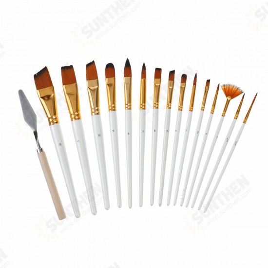 17pcs Painting Brush Set Different Size Artist Nylon Hair Wooden Handle Paint Brush DIY Watercolor Pen Drawing Art Supplies