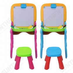 2 in 1 Folding Drawing Board Table Set with a Kid-Sized Stool Plastic Magnetic Writing White Board Ideal for Children Bedroom Play Area 2 in 1 Folding Drawing Board Table Set with a Kid-Sized Stool Plastic Magnetic Writing White Board Ideal for Children Bedroom Play Area