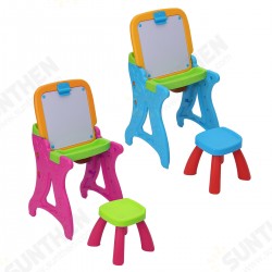 2 in 1 Folding Drawing Board Table Set with a Kid-Sized Stool Plastic Magnetic Writing White Board Ideal for Children Bedroom Play Area 2 in 1 Folding Drawing Board Table Set with a Kid-Sized Stool Plastic Magnetic Writing White Board Ideal for Children Bedroom Play Area