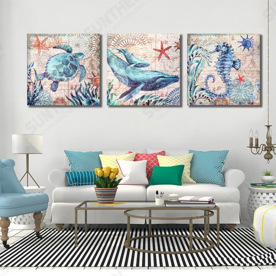 3 Pcs Wall Decorative Oil Paintings Ocean Animal Canvas Print Art Decor Pictures Frameless Wall Hanging Decorations for Home Office