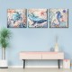 3 Pcs Wall Decorative Oil Paintings Ocean Animal Canvas Print Art Decor Pictures Frameless Wall Hanging Decorations for Home Office