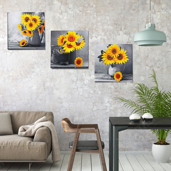 30*30*3 cm Sunflower Wall Art Painting Living Room Bedroom Hanging Canvas Pictures Office Mural Decoration Supplies