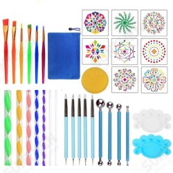 35 PCS Mandala Dotting Tools Stencil Ball Stylus Brushes Paint Tray for Painting Rocks Coloring Drawing and Drafting 35 PCS Mandala Dotting Tools Stencil Ball Stylus Brushes Paint Tray for Painting Rocks Coloring Drawing and Drafting
